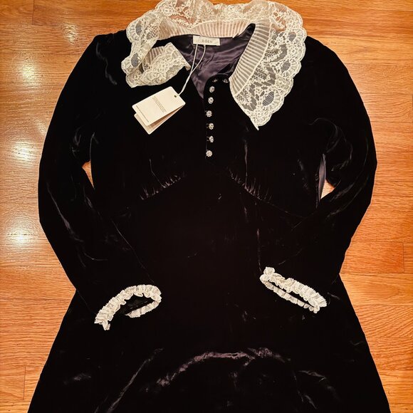 New w/ Tags DOEN Lisbeth Velvet Mini Dress Size M - Picture 4 of 5
